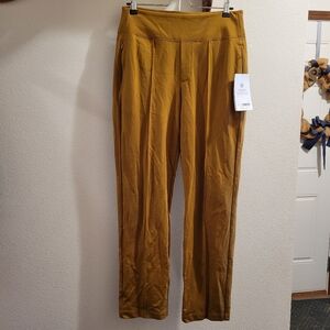 ATHLETA Eastbound Straight Leg Pant 8 M Brass Yellow Mustard NWT Athletic Travel